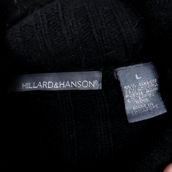 Hillard & Hanson Cable Knit Angora Wool Sweater Womens Large Black Turtleneck - Picture 10 of 11